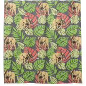 Exotische Oerwouden bladeren en olifanten Douchegordijn (Voorkant)