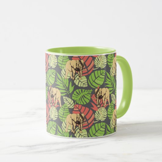 Exotische Oerwouden bladeren en olifanten Mok (Voorkant rechts)