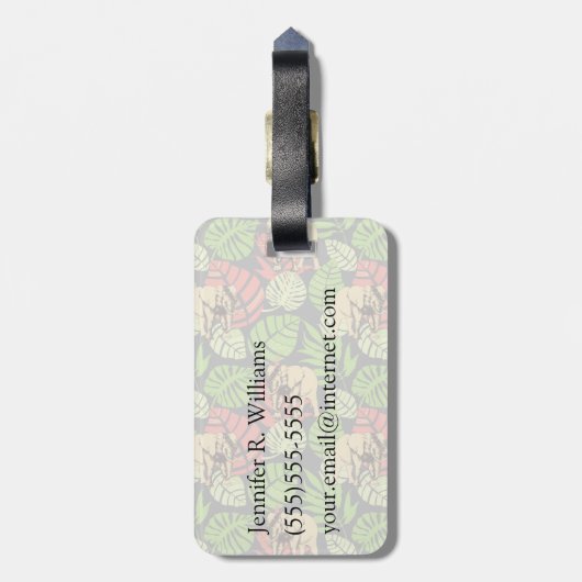 Exotische Oerwouden bladeren en olifanten | Monogr Bagagelabel (Achterkant verticaal)