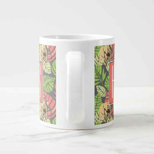 Exotische Oerwouden bladeren en olifanten | Monogr Grote Koffiekop (Achterkant)