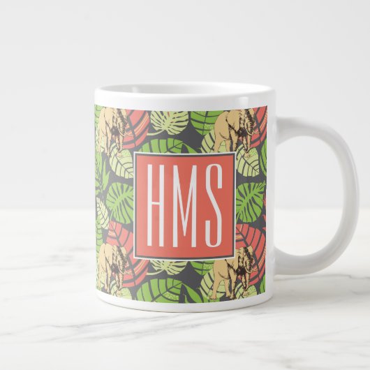 Exotische Oerwouden bladeren en olifanten | Monogr Grote Koffiekop (Rechts)