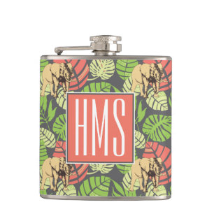 Exotische Oerwouden bladeren en olifanten   Monogr Heupfles