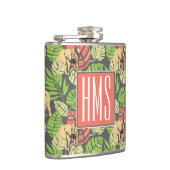 Exotische Oerwouden bladeren en olifanten | Monogr Heupfles (Rechts)