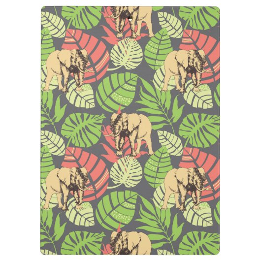 Exotische Oerwouden bladeren en olifanten | Monogr Klembord (Achterkant)