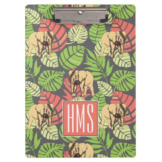 Exotische Oerwouden bladeren en olifanten | Monogr Klembord (Voorkant)