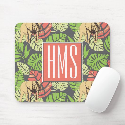 Exotische Oerwouden bladeren en olifanten | Monogr Muismat (Met muis)