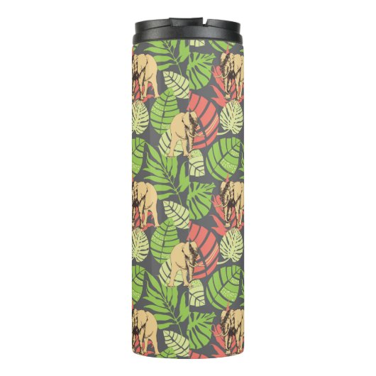 Exotische Oerwouden bladeren en olifanten | Monogr Thermosbeker (Achterkant)