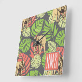 Exotische Oerwouden bladeren en olifanten | Monogr Vierkante Klok (Hoek)