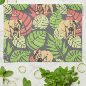 Exotische Oerwouden bladeren en olifanten Theedoek (Gevouwen)