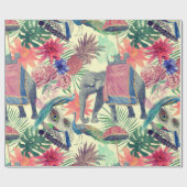 Exotische olifant Peacock Cadeaupapier (Vlak)