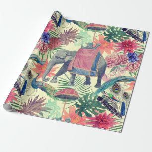 Exotische olifant Peacock  Cadeaupapier