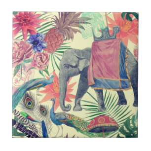 Exotische olifant Peacock  Tegeltje