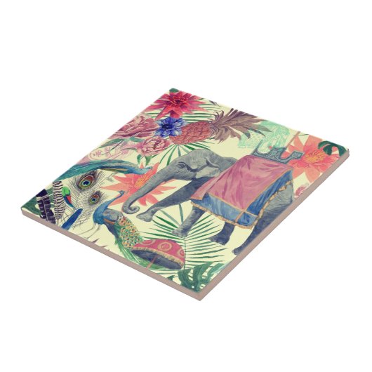 Exotische olifant Peacock  Tegeltje (Zijkant)