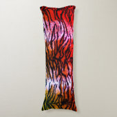 Exotische Oranje- en roze tijger printplaat Pillow Lichaamskussen (Voorkant Verticaal)