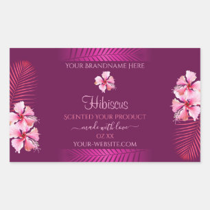 Exotische Paarse productlabels Roze Hawaii Flowers Rechthoekige Sticker