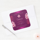 Exotische Paarse productlabels Roze Hawaii Flowers Vierkante Sticker (Envelop)