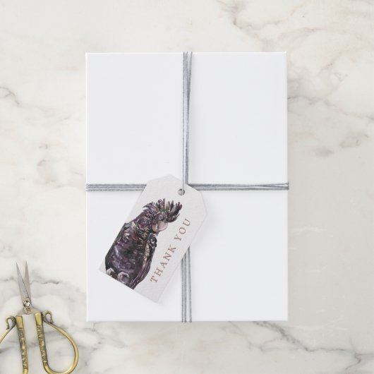 Exotische Paarse Pruim Papegaai Dank U Cadeaulabel (Met Touw)