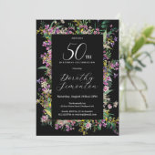 Exotische Paarse Roze Gele Wildflower 50e Verjaard Kaart (Staand voorkant)