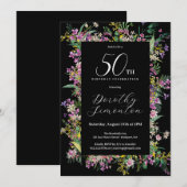 Exotische Paarse Roze Gele Wildflower 50e Verjaard Kaart (Voorkant / Achterkant)