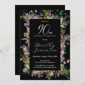 Exotische Paarse Roze Gele Wildflower 90e Verjaard Kaart (Voorkant / Achterkant)