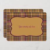 Exotische Paarse, Roze & Oranje Plaid Uitnodiging (Voorkant / Achterkant)