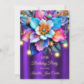 Exotische Paarse Verjaardag Blauwgroen Roze Blauwe Kaart (Voorkant)