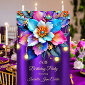 Exotische Paarse Verjaardag Blauwgroen Roze Blauwe Kaart