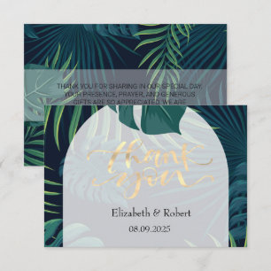 Exotische Palm Leaves Wedding Thank You Card Bedankkaart