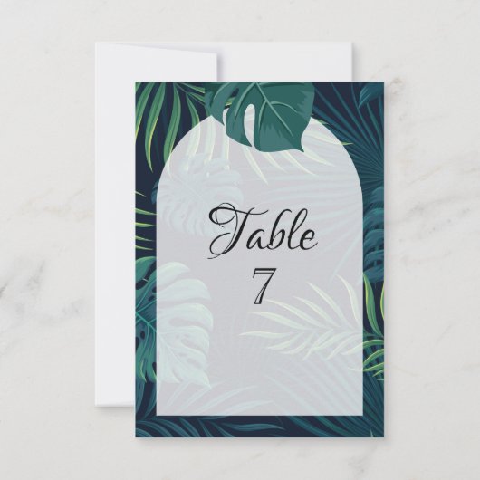 Exotische palmbladeren bruiloft kaart (Achterkant)