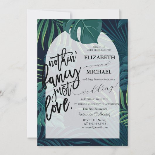 Exotische palmbladeren bruiloft kaart (Voorkant)