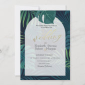 Exotische palmbladeren bruiloft kaart (Voorkant)