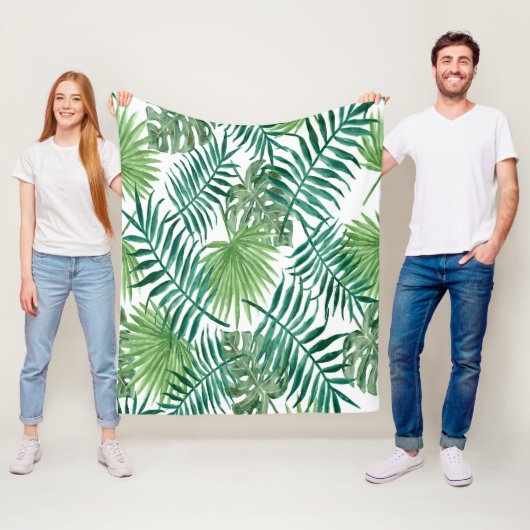 Exotische palmbladeren fleece deken (In situ)