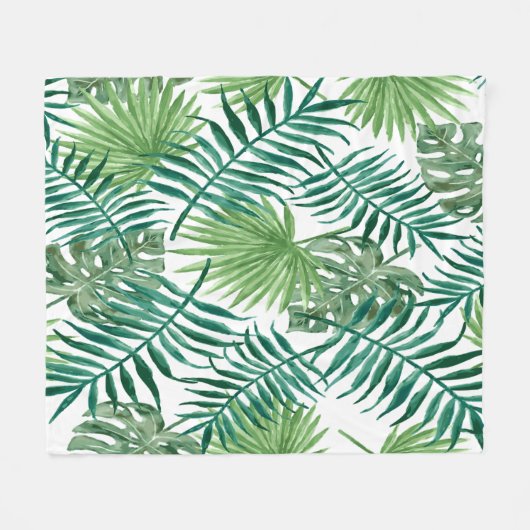 Exotische palmbladeren fleece deken (Voorkant (Horizontaal))