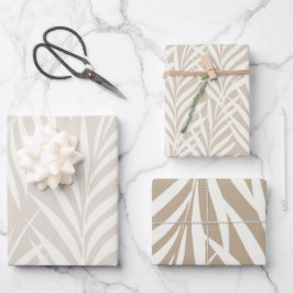 Exotische palmbladeren pastel cappuccino patroon inpakpapier vel