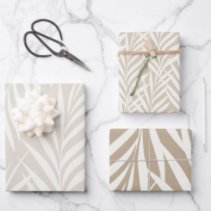 Exotische palmbladeren pastel cappuccino patroon inpakpapier vel