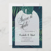 Exotische palmbladeren redden de datum save the date (Voorkant)