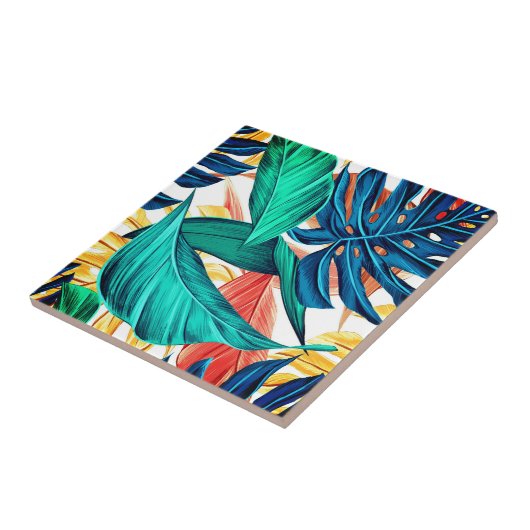 Exotische palmbladeren tegeltje (Zijkant)