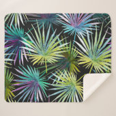 Exotische palmbladeren Waterverf Sherpa Deken (Voorkant (horizontaal))