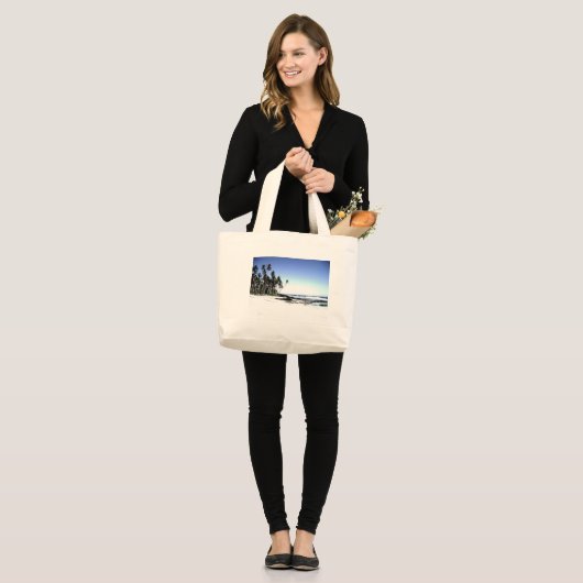 Exotische palmbomen en strand van Paradise Grote Tote Bag (Voorkant (model))