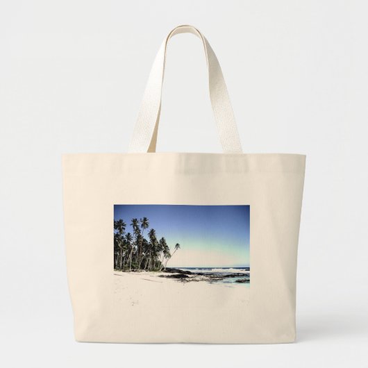 Exotische palmbomen en strand van Paradise Grote Tote Bag (Voorkant)