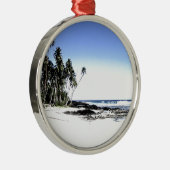 Exotische palmbomen en strand van Paradise Metalen Ornament (Rechts)
