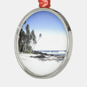 Exotische palmbomen en strand van Paradise Metalen Ornament (Links)