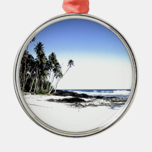 Exotische palmbomen en strand van Paradise Metalen Ornament