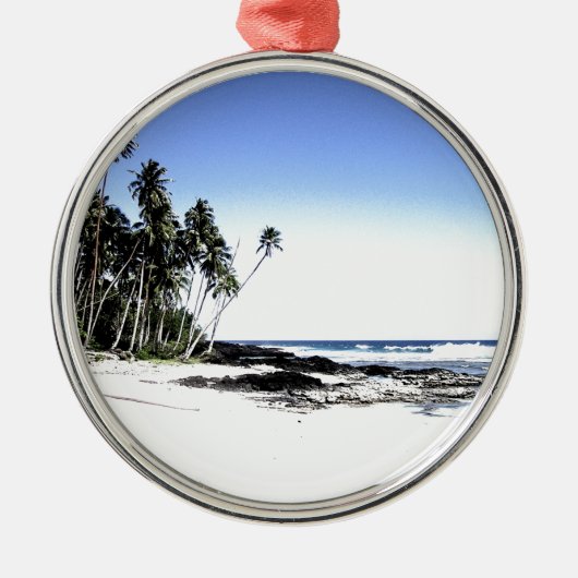 Exotische palmbomen en strand van Paradise Metalen Ornament (Voorkant)