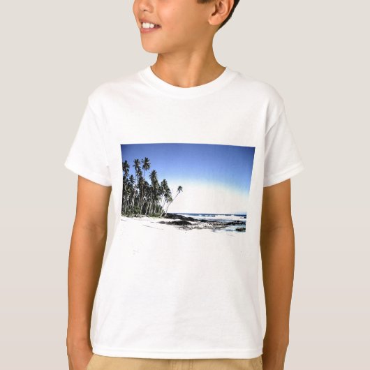 Exotische palmbomen en strand van Paradise T-shirt (Voorkant)