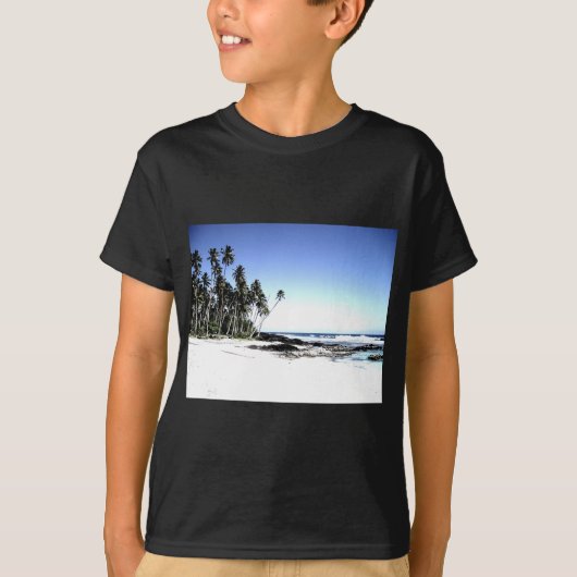 Exotische palmbomen en strand van Paradise T-shirt (Voorkant)