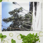 Exotische palmbomen en strand van Paradise Theedoek (Gevouwen)