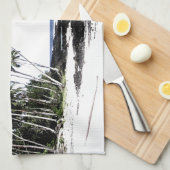 Exotische palmbomen en strand van Paradise Theedoek (Quarter Fold)