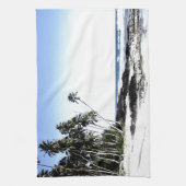 Exotische palmbomen en strand van Paradise Theedoek (Verticaal)