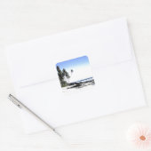 Exotische palmbomen en strand van Paradise Vierkante Sticker (Envelop)